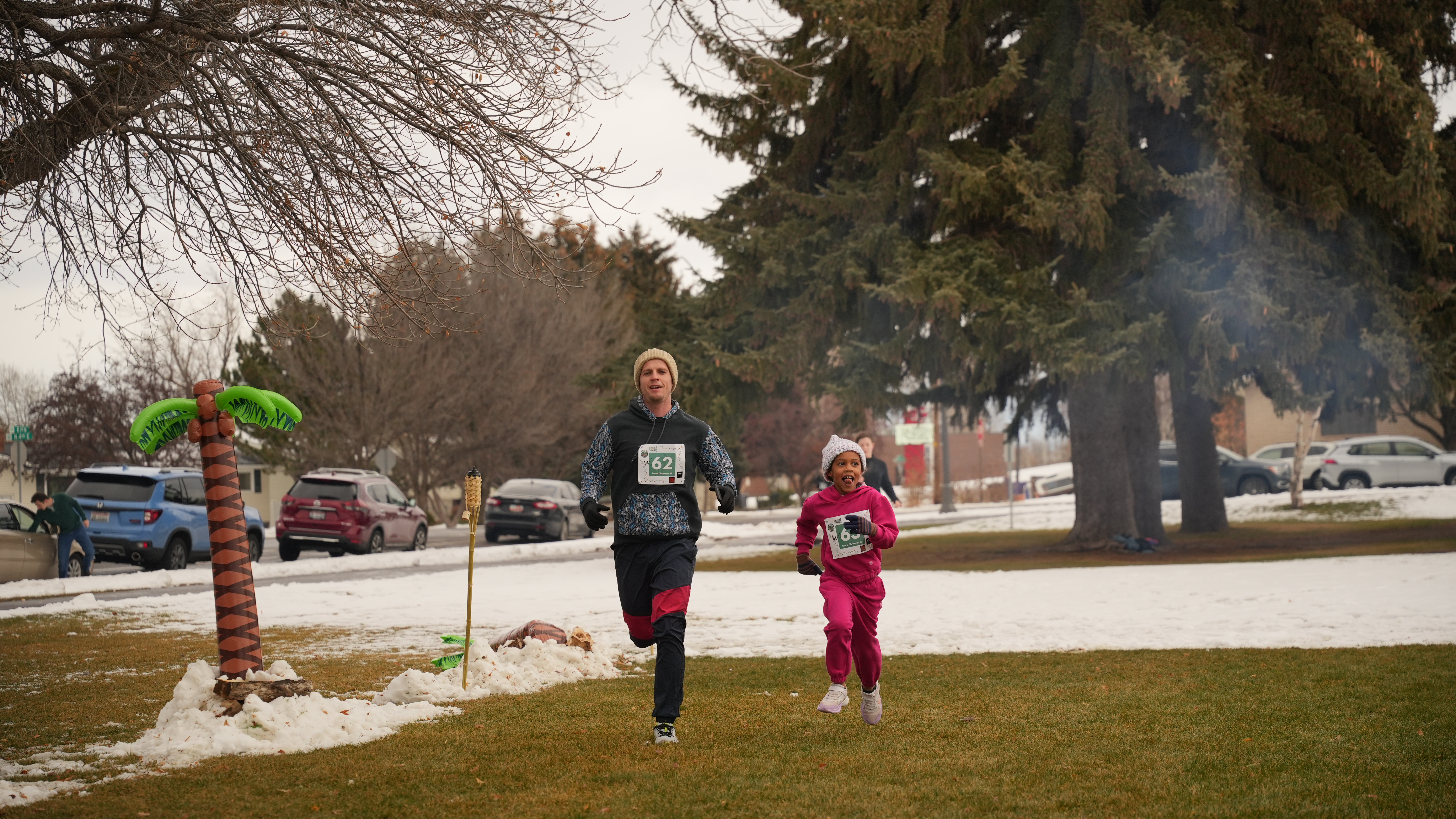 woman and girl finish